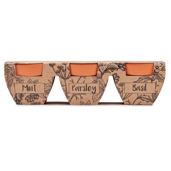 MO6145-40Flowerpot Terracotta-Set Kraeuter_ holz