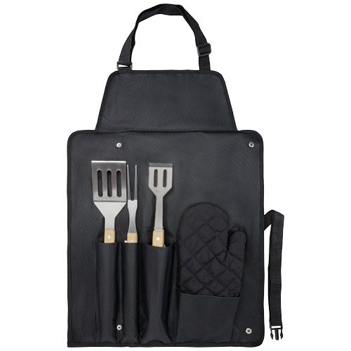 Gril 5-teiliges Grillset und Handschuh, schwarz