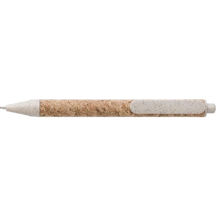 GI9312-11Cork-Line Notizbuch aus Kork und Leinen und Kugelschreiber aus Weizenstroh Kenzo_ brown