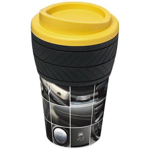 PF210088-12Brite-Americano® 350 ml Isolierbecher mit Schutzring Reifen-Design_ gelb PF210088-12Brite-Americano® 350 ml Isolierbecher mit Schutzring Reifen-Design_ gelb
