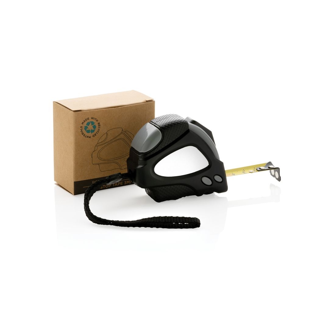 XDP112.16-1Auto-Stop-Massband aus recyceltem Kunststoff_ 3m_16mm_ schwarz