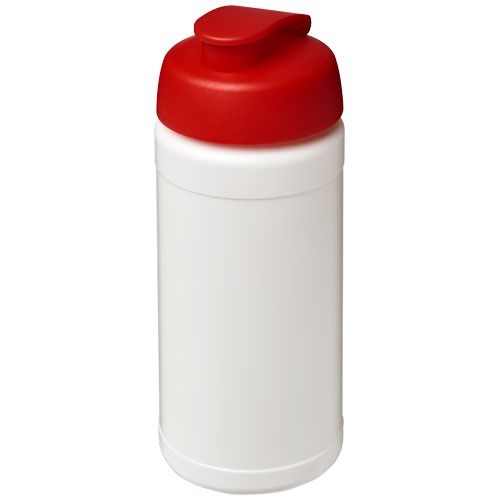 PF210461-7Baseline 500 ml recycelte Sportflasche mit Klappdeckel _ weiss_rot