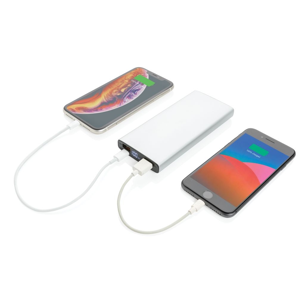 XDP322_24-218W PD Powerbank mit 10.000 mAh aus Aluminium_ silber