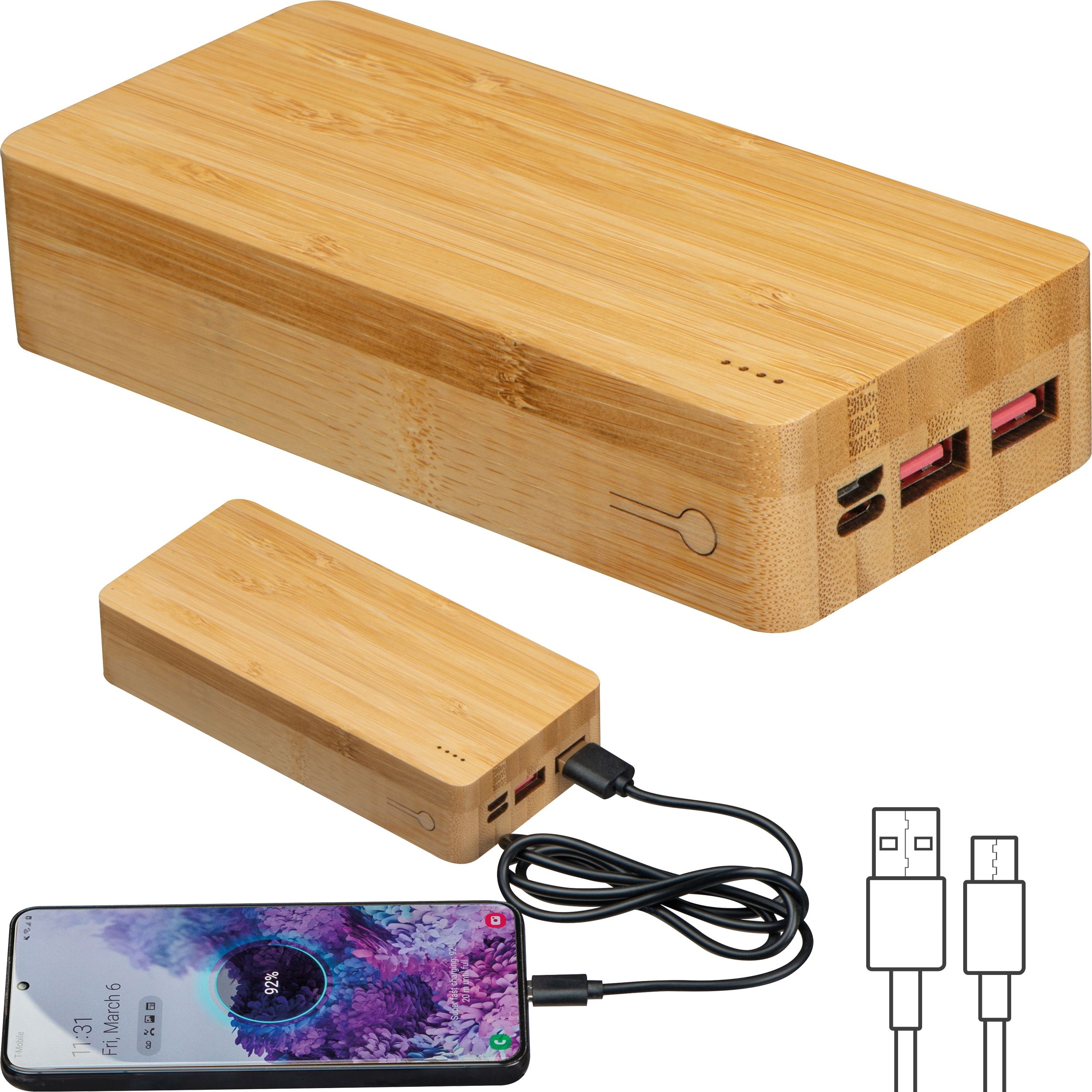 MA33969Powerbank aus Bambus 20.000 mAh VALERIA