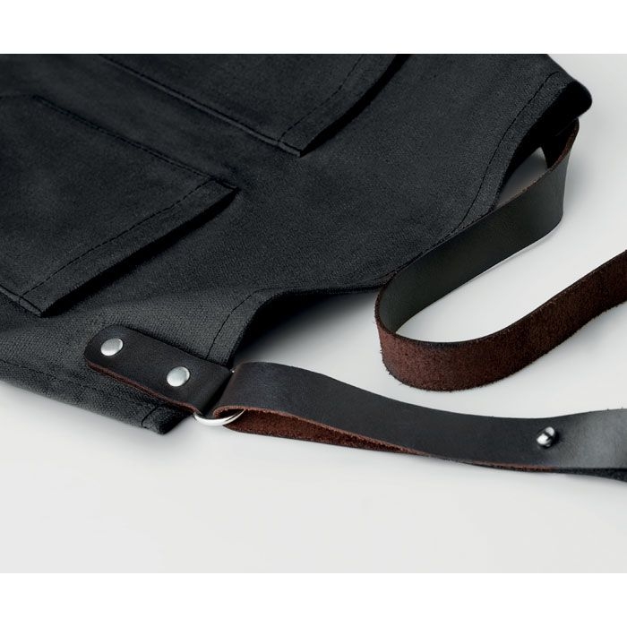 MO9237-03Chef Kochschuerze Leder_ Schwarz