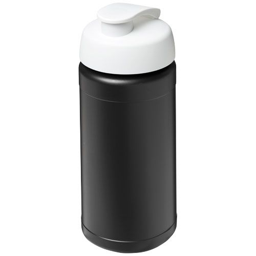 PF210461-10Baseline 500 ml recycelte Sportflasche mit Klappdeckel _ schwarz_weiss