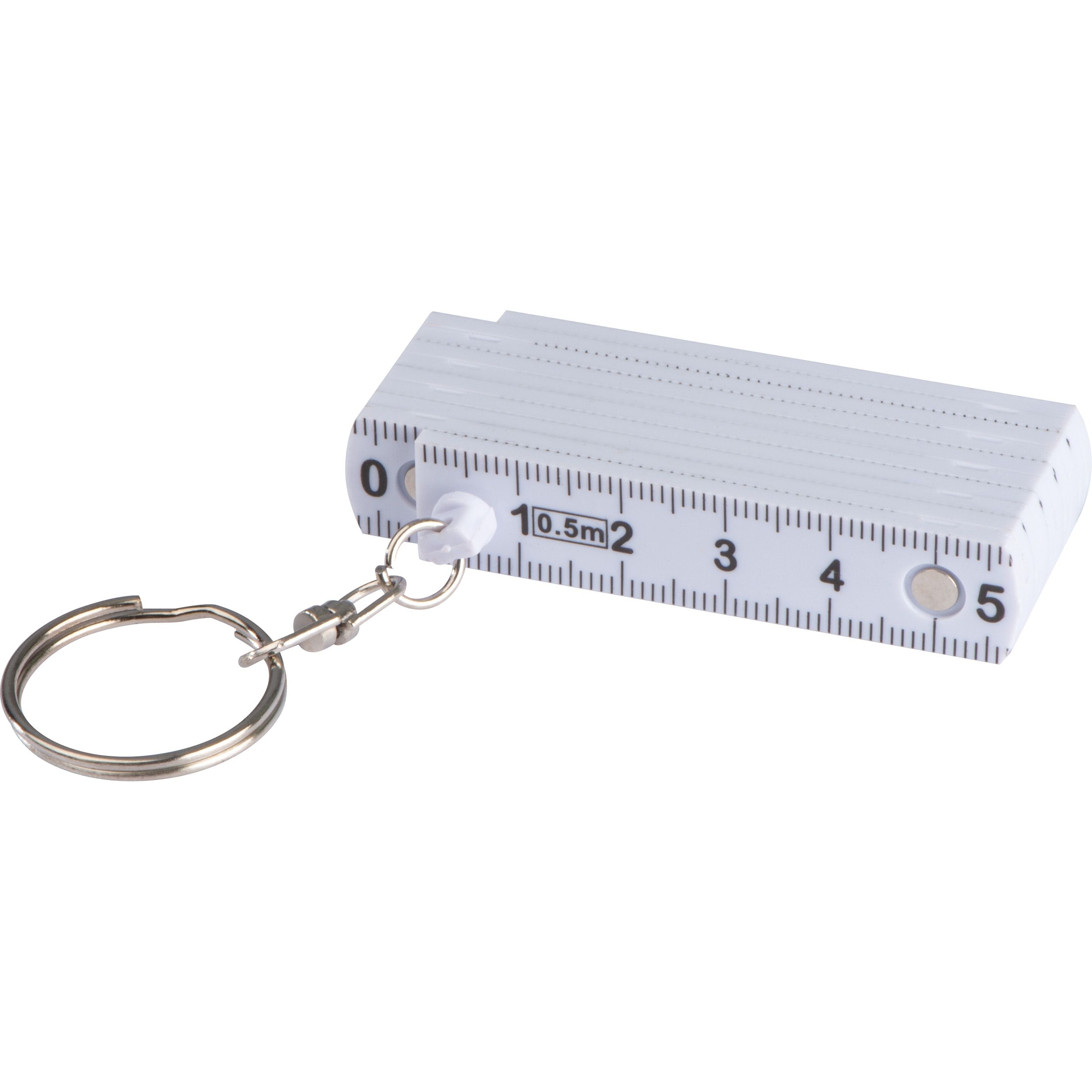 MA91355-06Schluesselanhaenger mit ausklappbarem Zollstock_ weiss