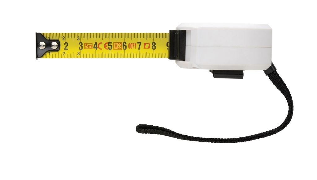 XDP112_19-35m_19mm Massband aus RCS recycelt. Kunststoff _ Bambus_ weiss