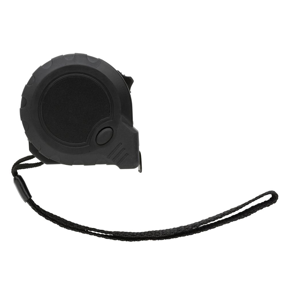 XDP112_12-13m_16mm Massband mit Stop-Taste aus RCS recycelt. Kunststoff_ schwarz