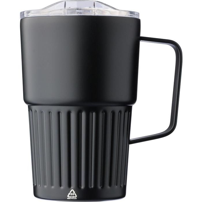 GI1267377-01Recycelter Edelstahl-Reisebecher mit doppelter Wand _450 ml_ von Calo_ schwarz