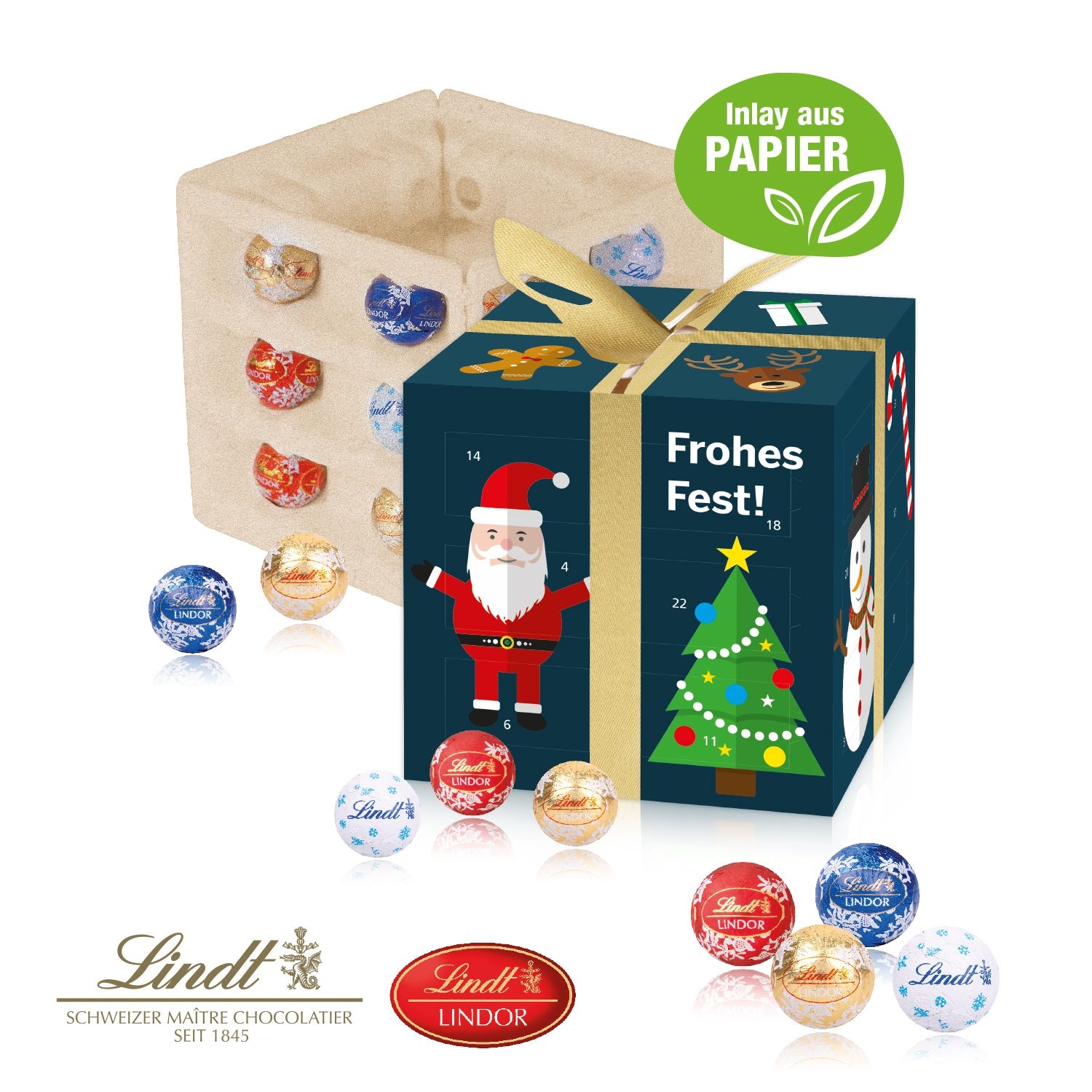CD55447-02Lindt Adventskalender Cube _Geschenkzauber_ Inlay aus Papier_ Individuelles Motiv