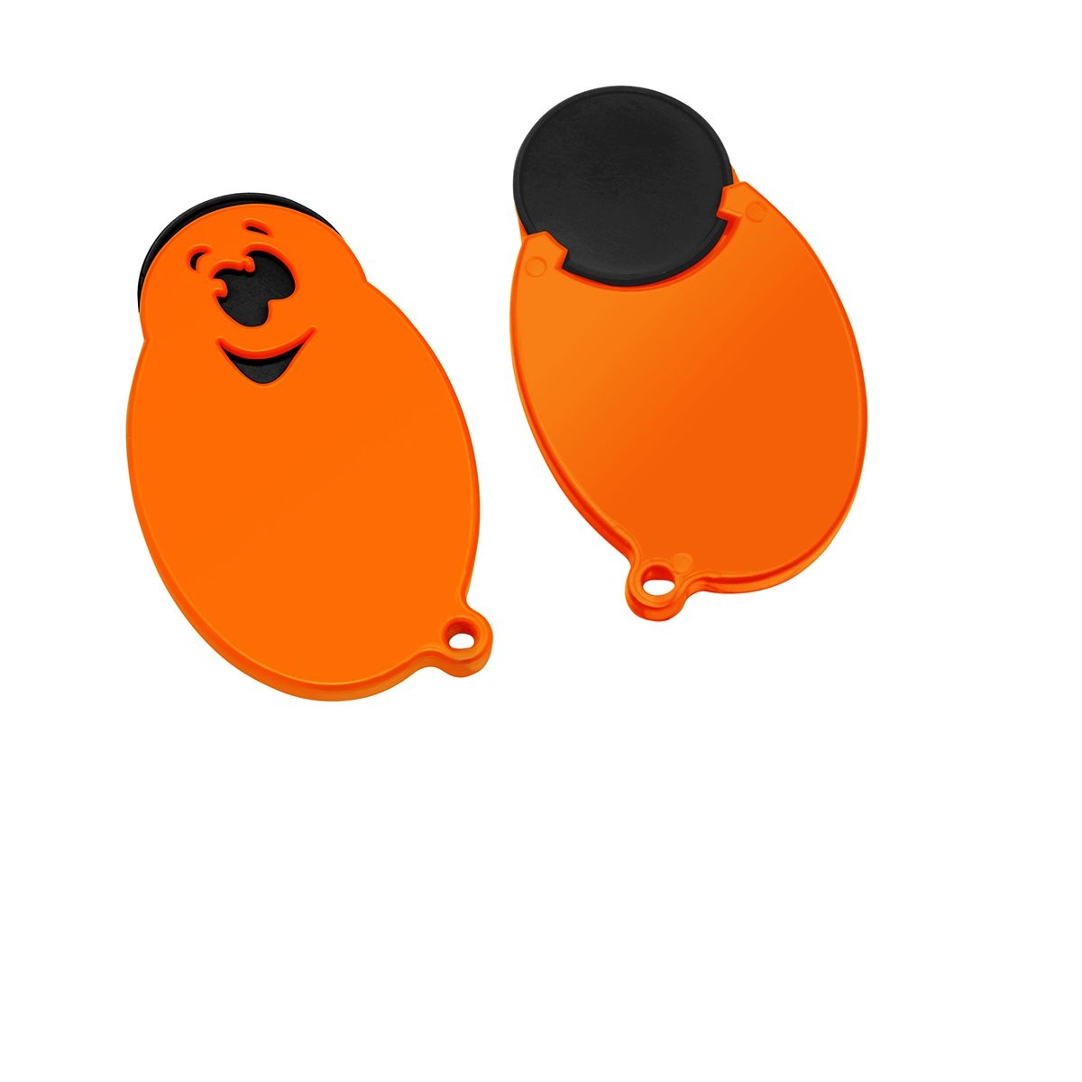 HE7855-6-5Chiphalter mit 1€-Chip _Gesicht_ schwarz_ orange