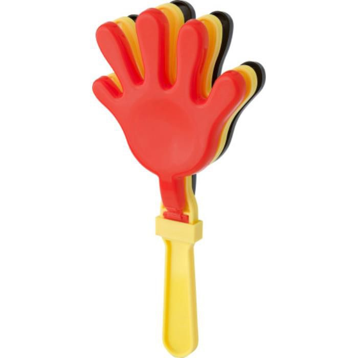 GI9539-103Klapperhand aus Kunststoff Boris_ schwarz_gelb_rot GI9539-103Klapperhand aus Kunststoff Boris_ schwarz_gelb_rot
