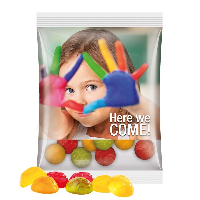 JG10064-22Maxituete 50 g Trolli Fruchtgummi Standardformen_ Fussball_ transparente Folie