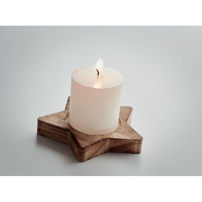 CX1481-40Lotus Kerze mit Halter_ Holz