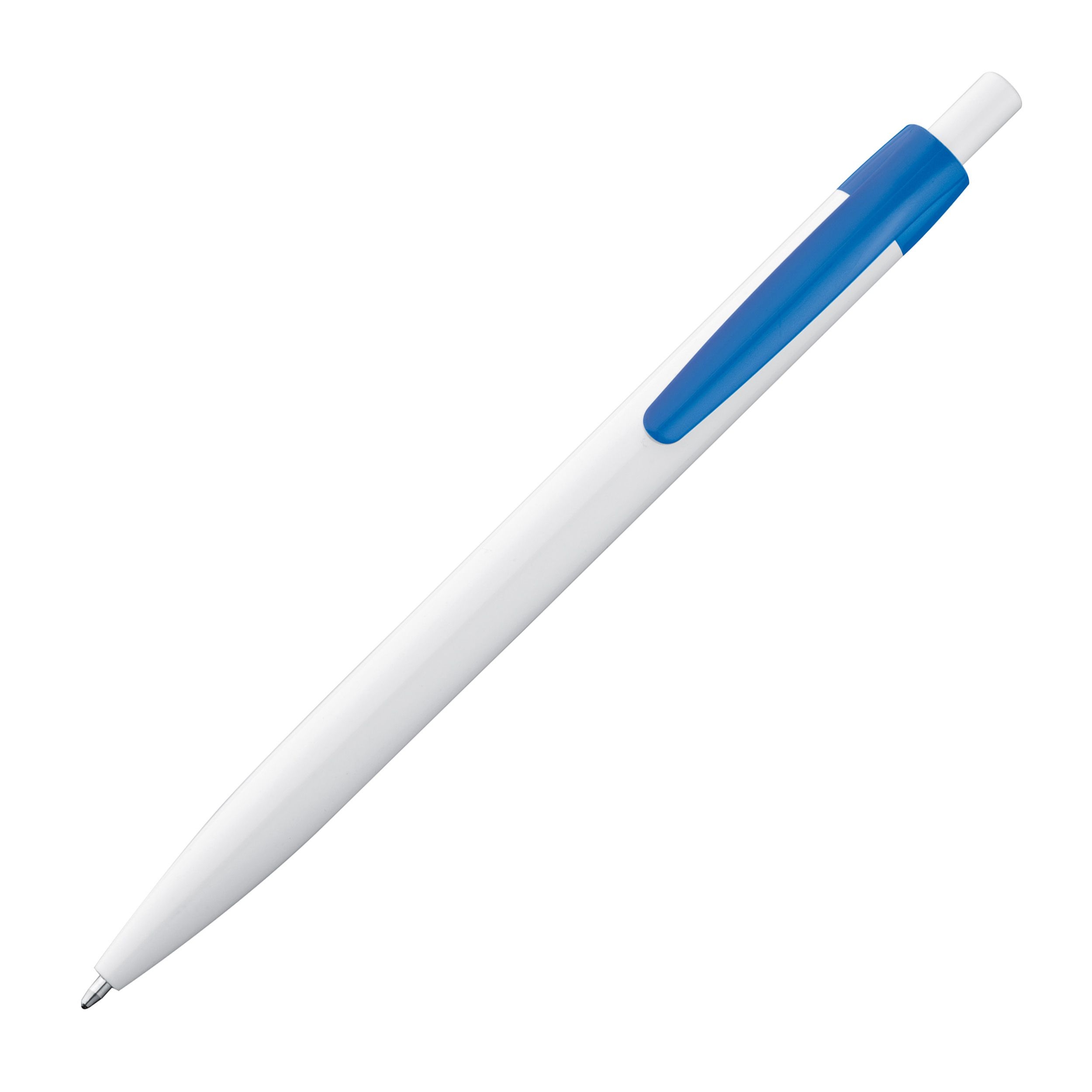 MA18656-04Kunststoffkugelschreiber mit farbigem Clip_ blau