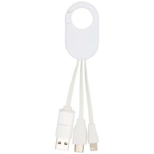 PF124435-1Troop 4-in-1 Ladekabel aus recyceltem Kunststoff_ weiss