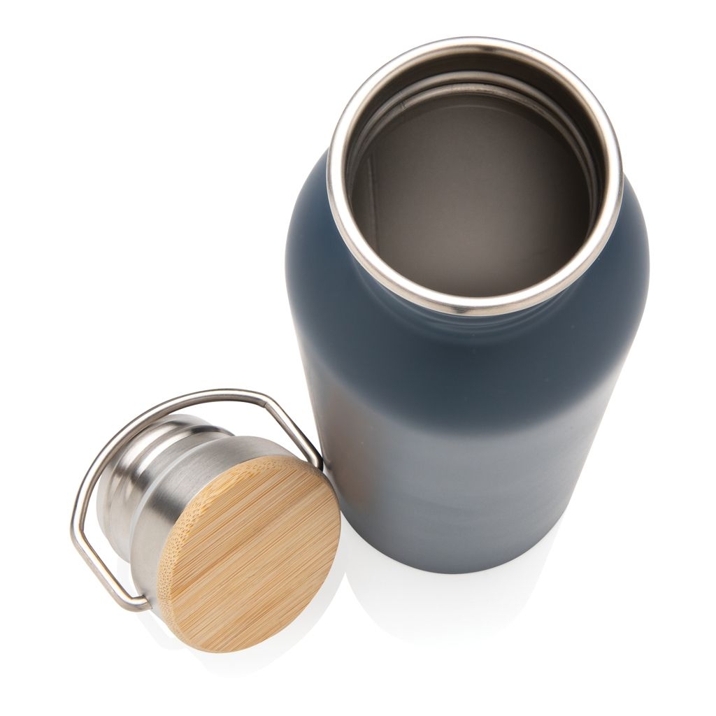 XDP436.83-5Moderne Stainless-Steel Flasche mit Bambusdeckel_ blau