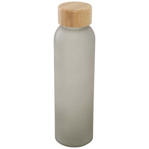 PF100830-2Lume 500 ml Flasche aus mattiertem Kalknatronglas mit Bambusdeckel  _ grau