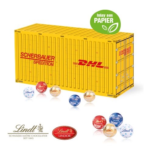 CD553543D Adventskalender _Container_ mit Lindt Schokolade mit Papier-Inlay