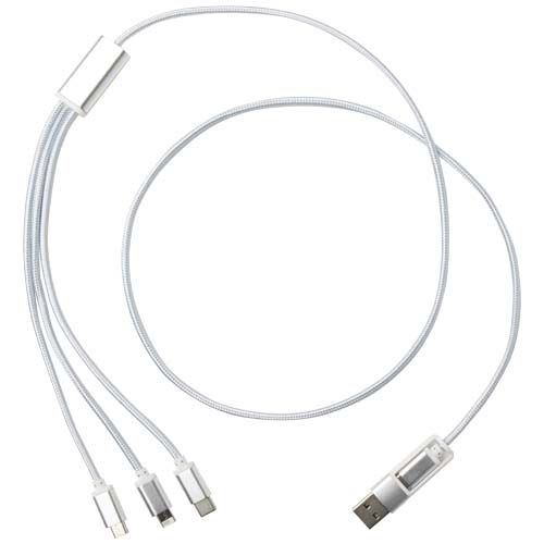 PF124386-3Versatile 5-in-1 Ladekabel aus recyceltem Aluminium_ silber
