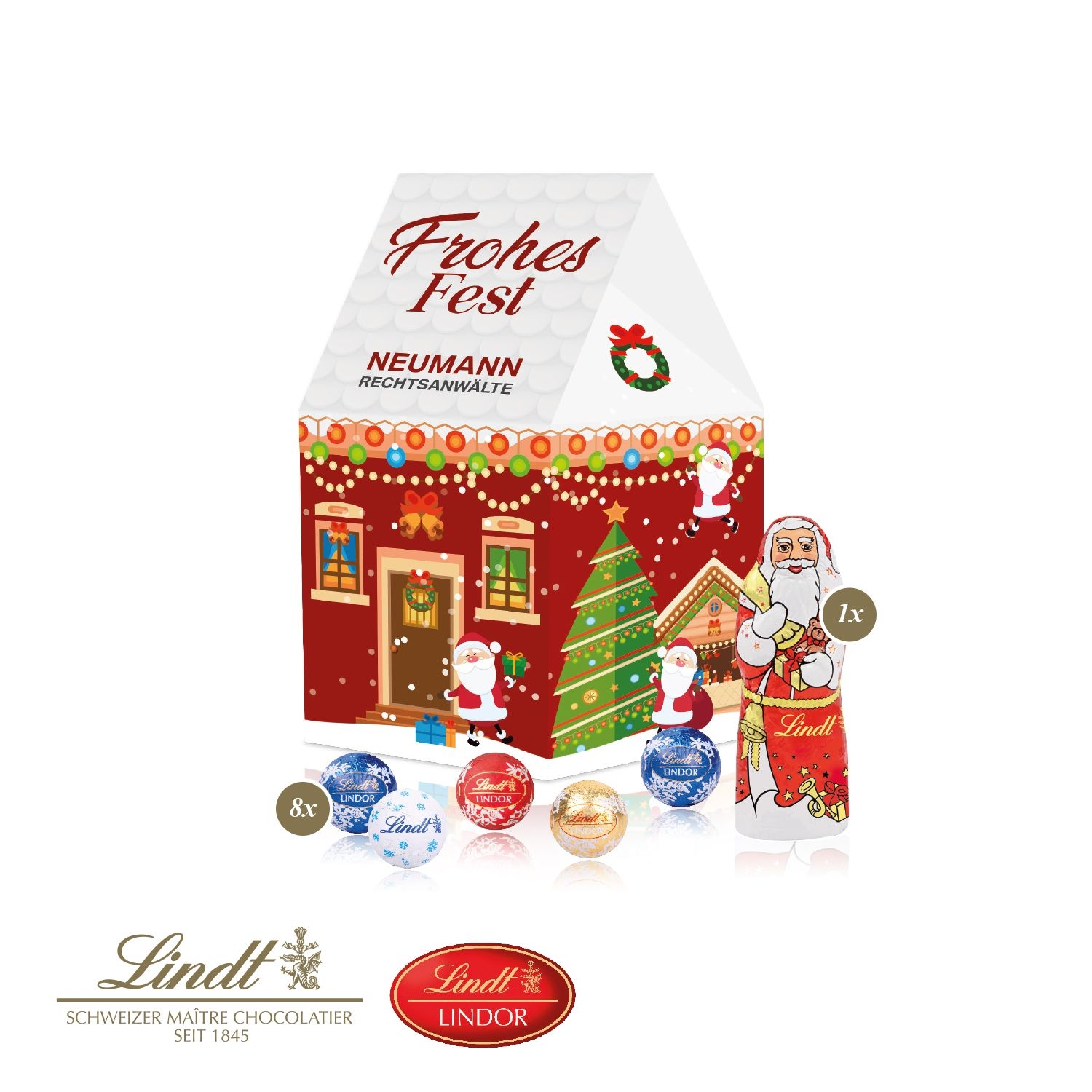 CD955483D Praesent Haus mit Lindt Minis und Nikolaus