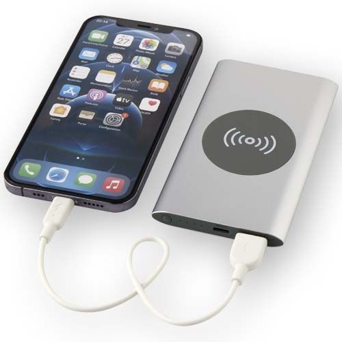 PF124384-3Juice 4000 mAh Typ-C kabellose Powerbank aus recyceltem Aluminium _ silber
