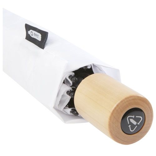 PF109145-1Birgit 21'' faltbarer winddichter Regenschirm aus recyceltem PET_ weiss