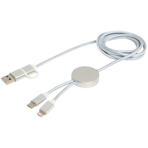 PF124425-3Alasia 150 cm 5-in-1 Kabel aus recyceltem Kunststoff fuer Datenuebertragung und 27W Schnellladung_ sil