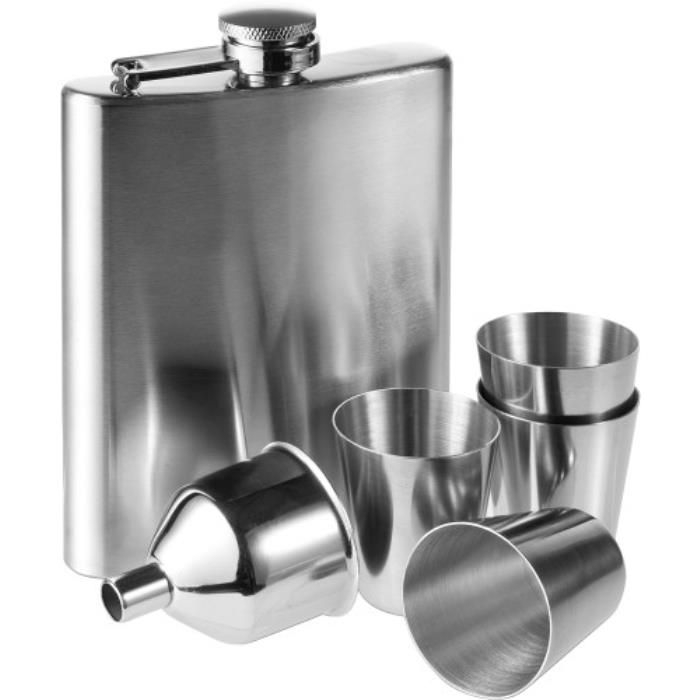 GI2807-32Flachmann Set aus Edelstahl Brittany_ Silber
