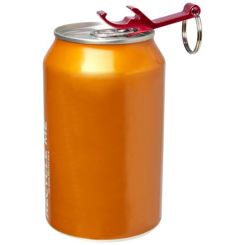 PF104571-1Tao Schluesselanhaenger mit Flaschen- und Dosenoeffner aus recyceltem RCS Aluminium_ rot