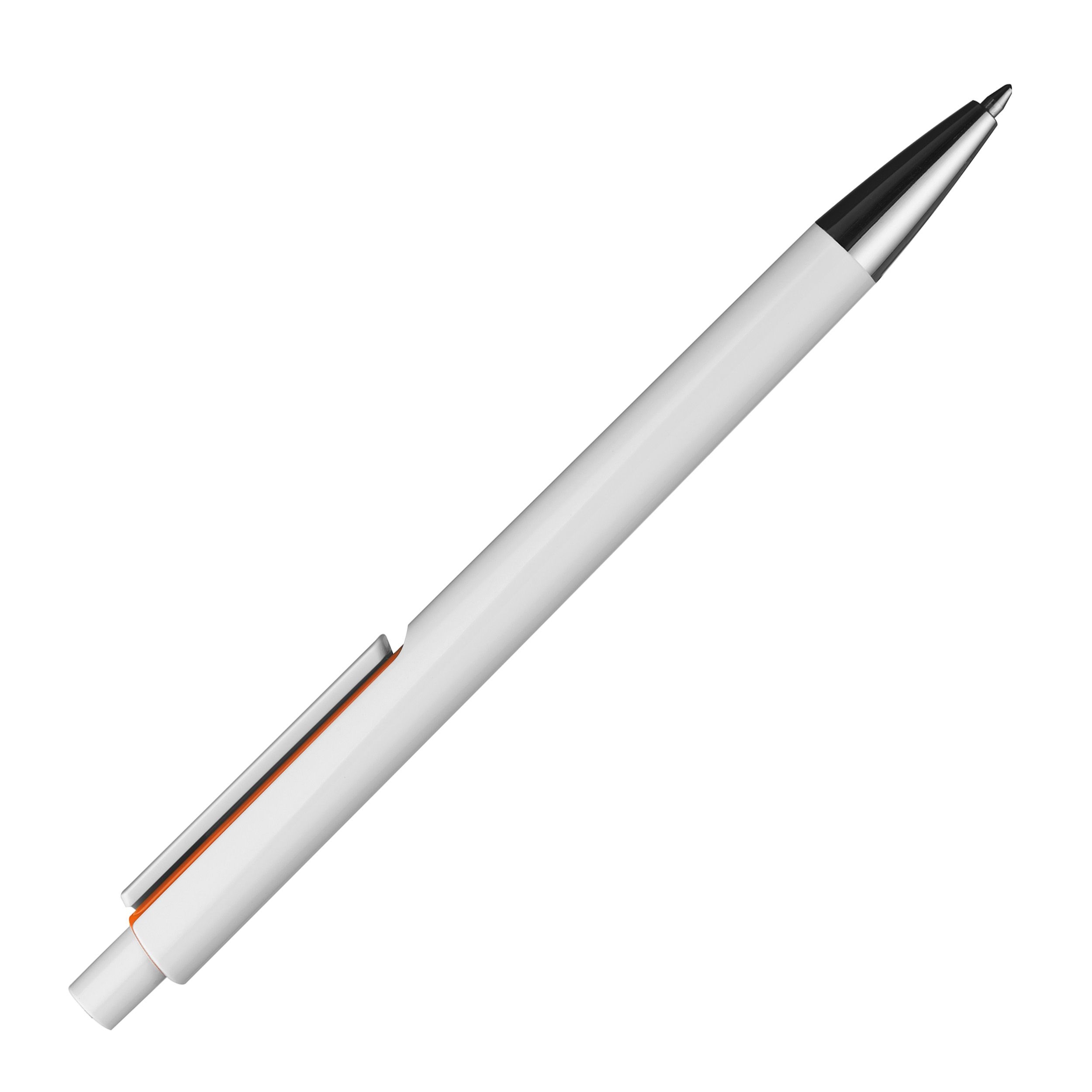 MA13537-10Weisser Kugelschreiber mit farbigen Applikationen _ orange