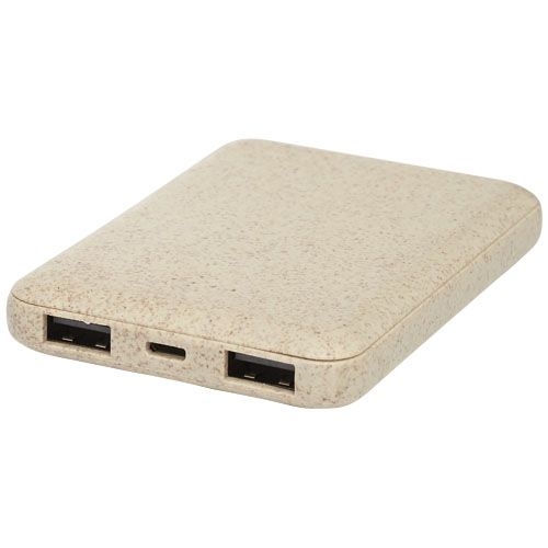PF124137-1Asama 5000 mAh Powerbank aus Weizenstroh_ beige