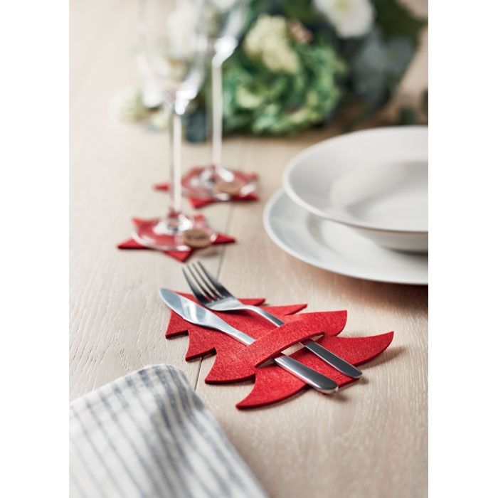 CX1479-05Treesguard Besteckhalter-Set RPET-Filz_ Rot