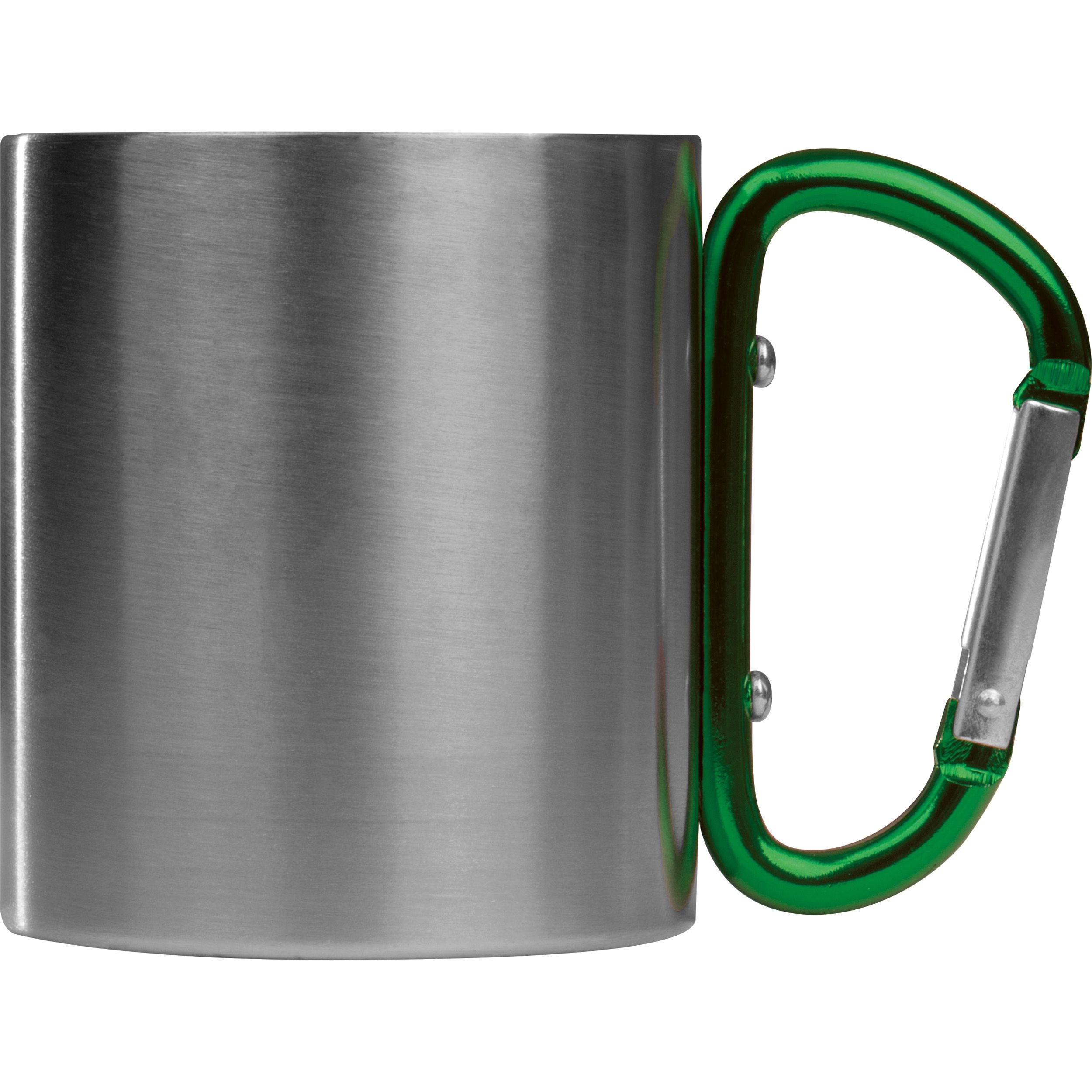MA81367-09Tasse aus Metall mit Karabinerhaken_ 200ml_ gruen