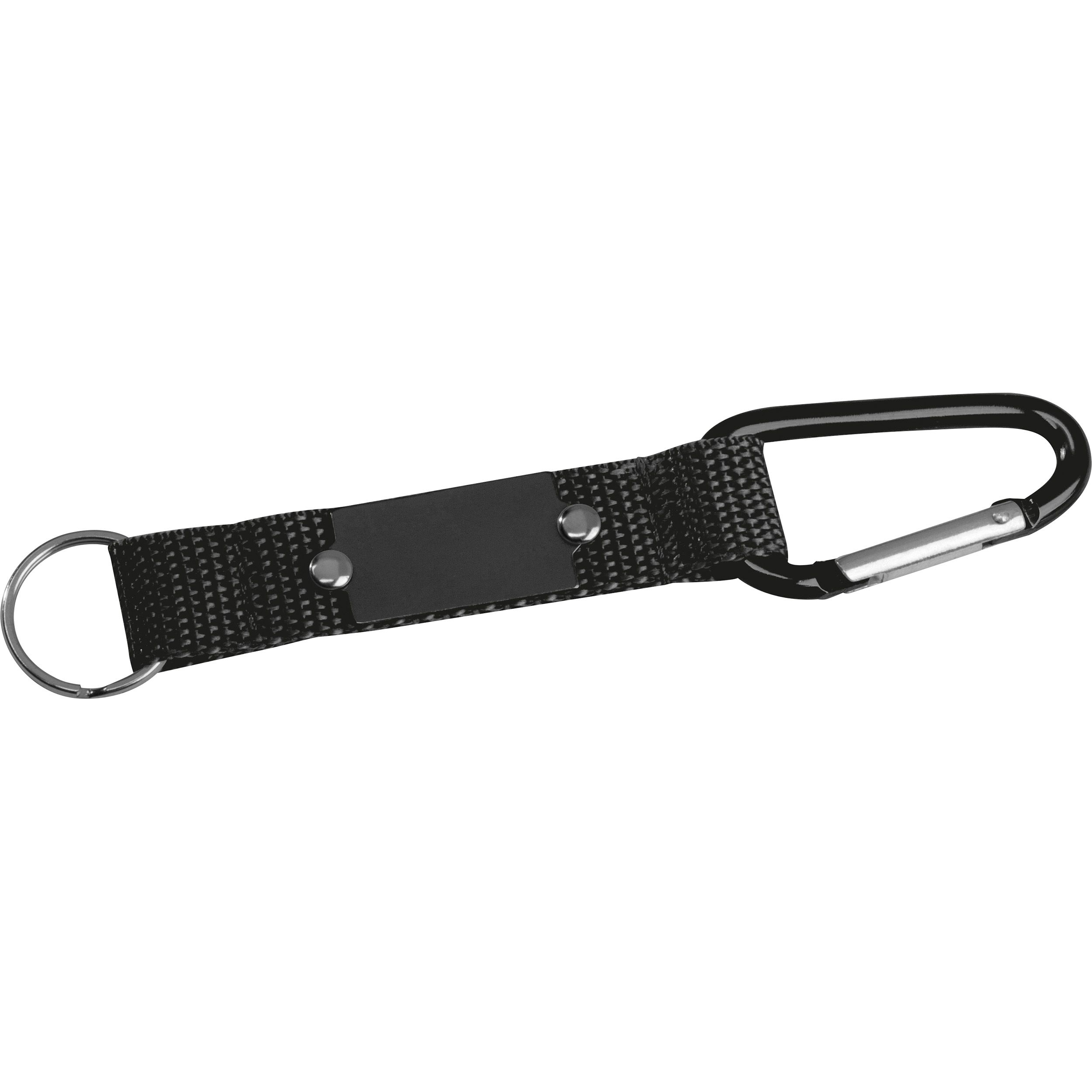 MA91168Schluesselanhaenger mit Karabiner und Plaettchen aus Metall