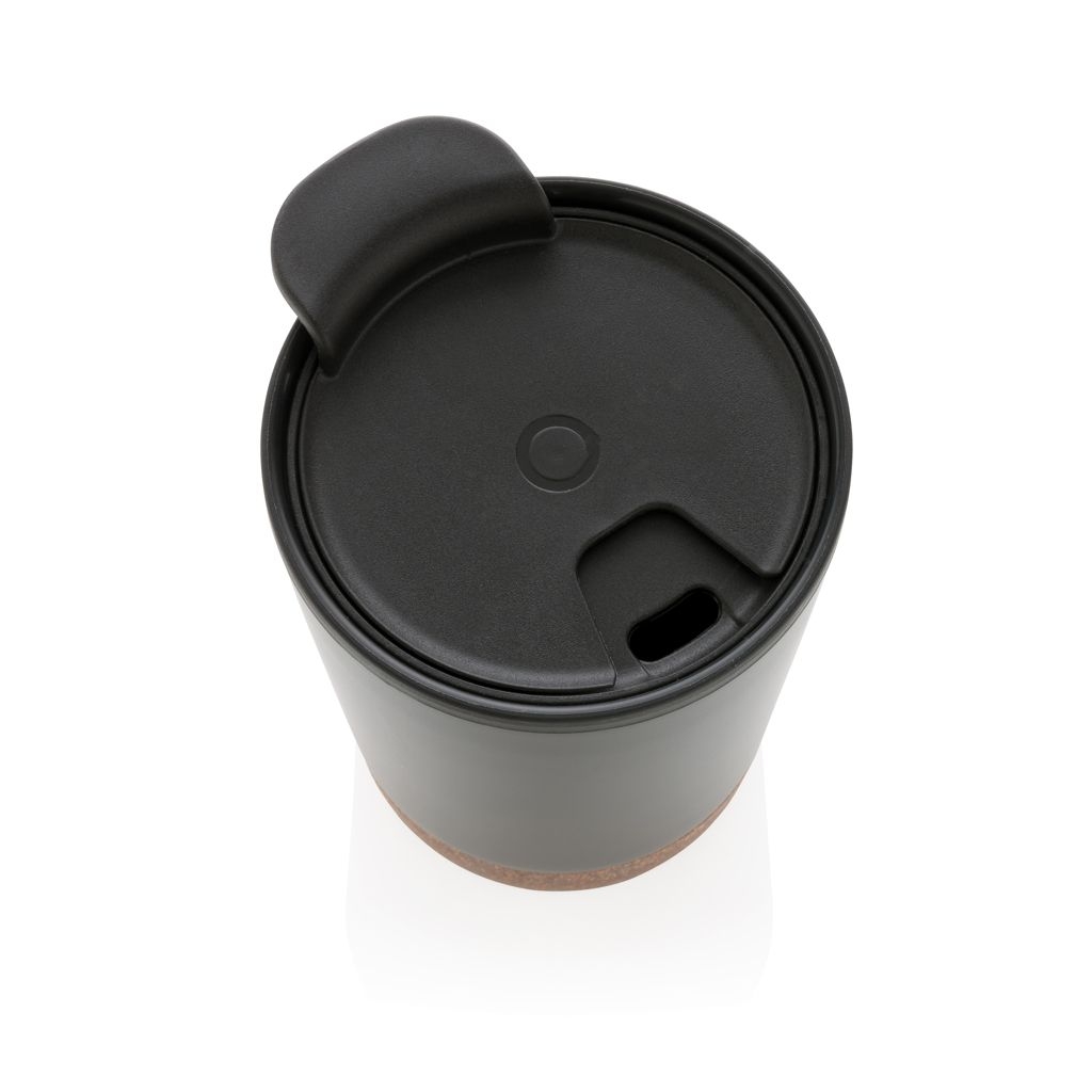 XDP435.07-1RCS recycelter Edelstahl-Kaffeebecher mit Kork_ schwarz