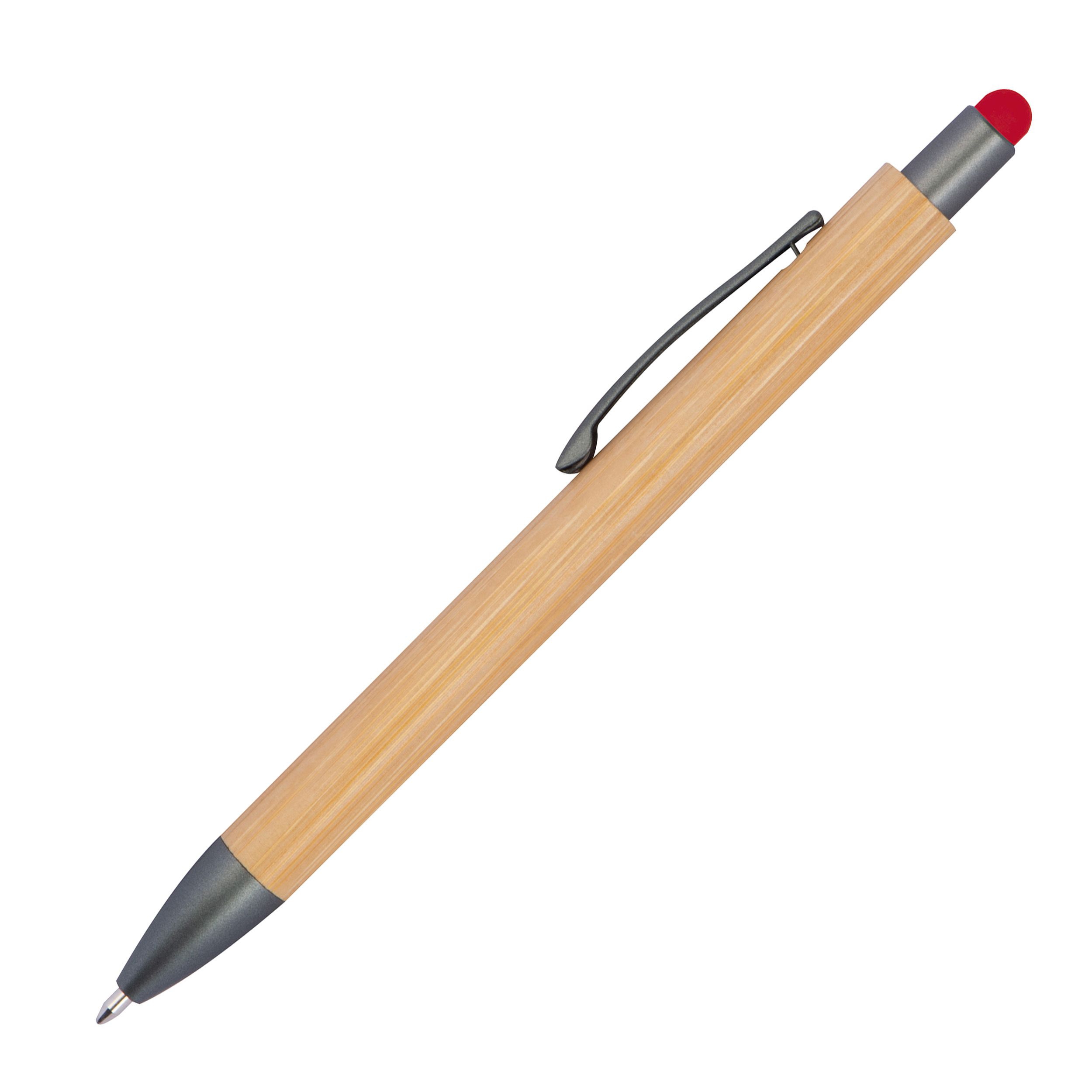 Bambuskugelschreiber mit Touchfunktion , rot