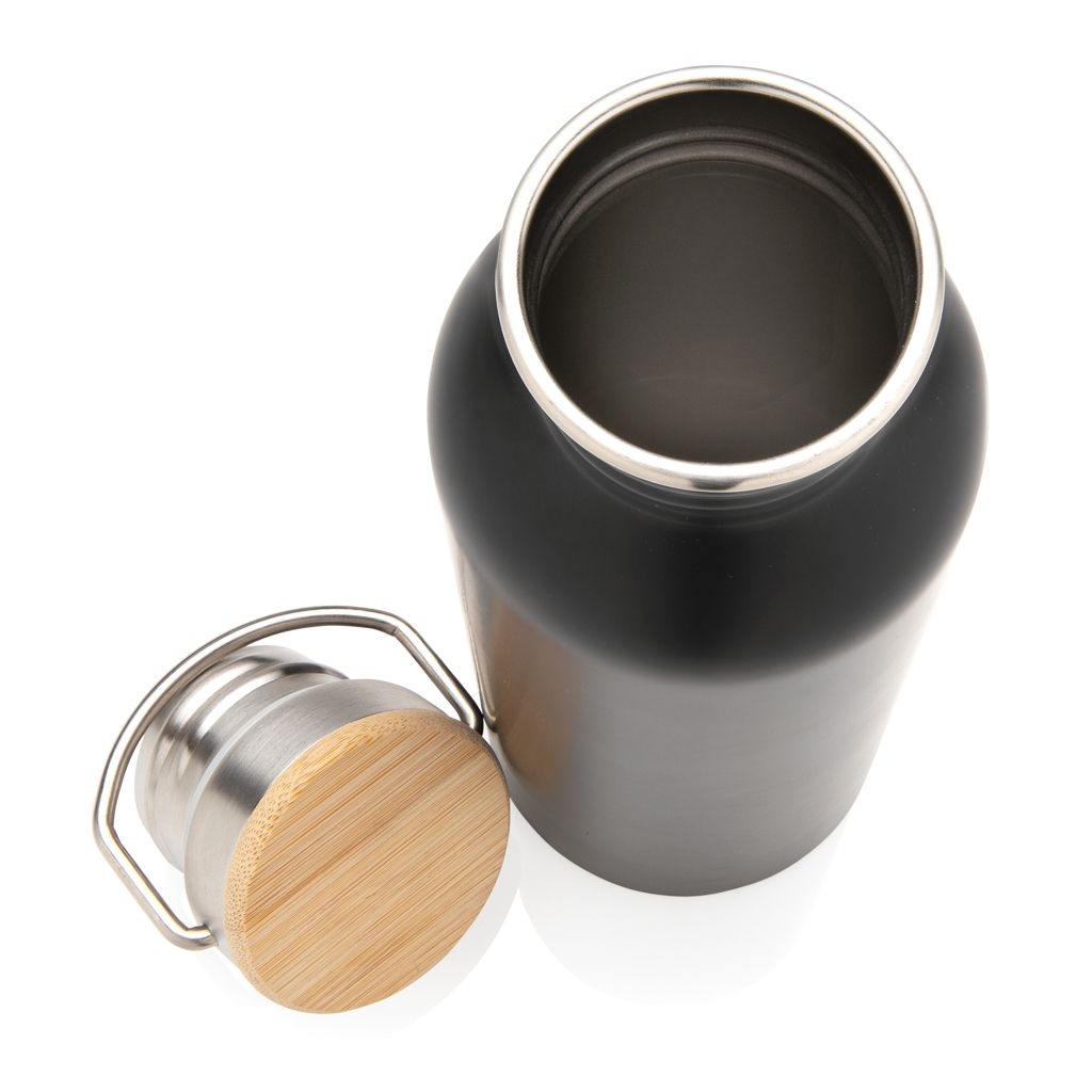 XDP436.83-1Moderne Stainless-Steel Flasche mit Bambusdeckel_ schwarz