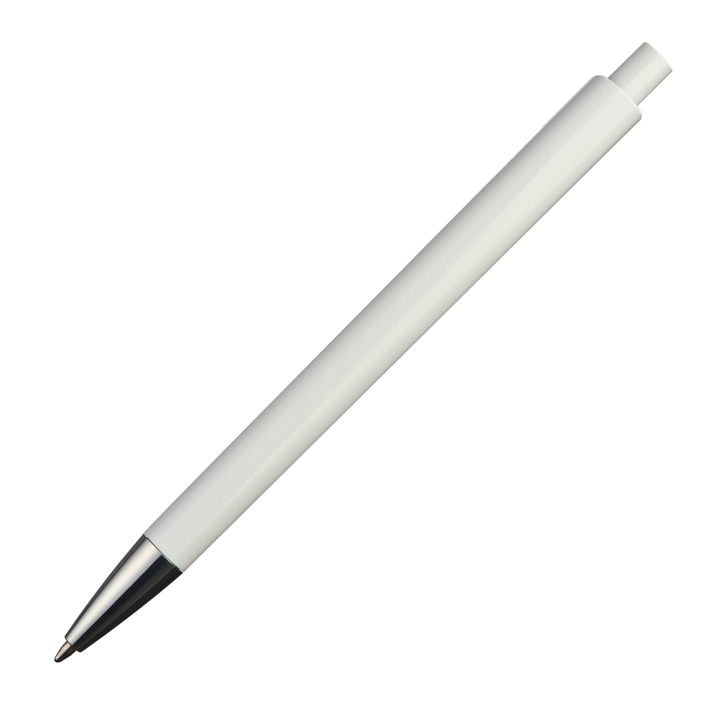 MA13537-05Weisser Kugelschreiber mit farbigen Applikationen _ rot