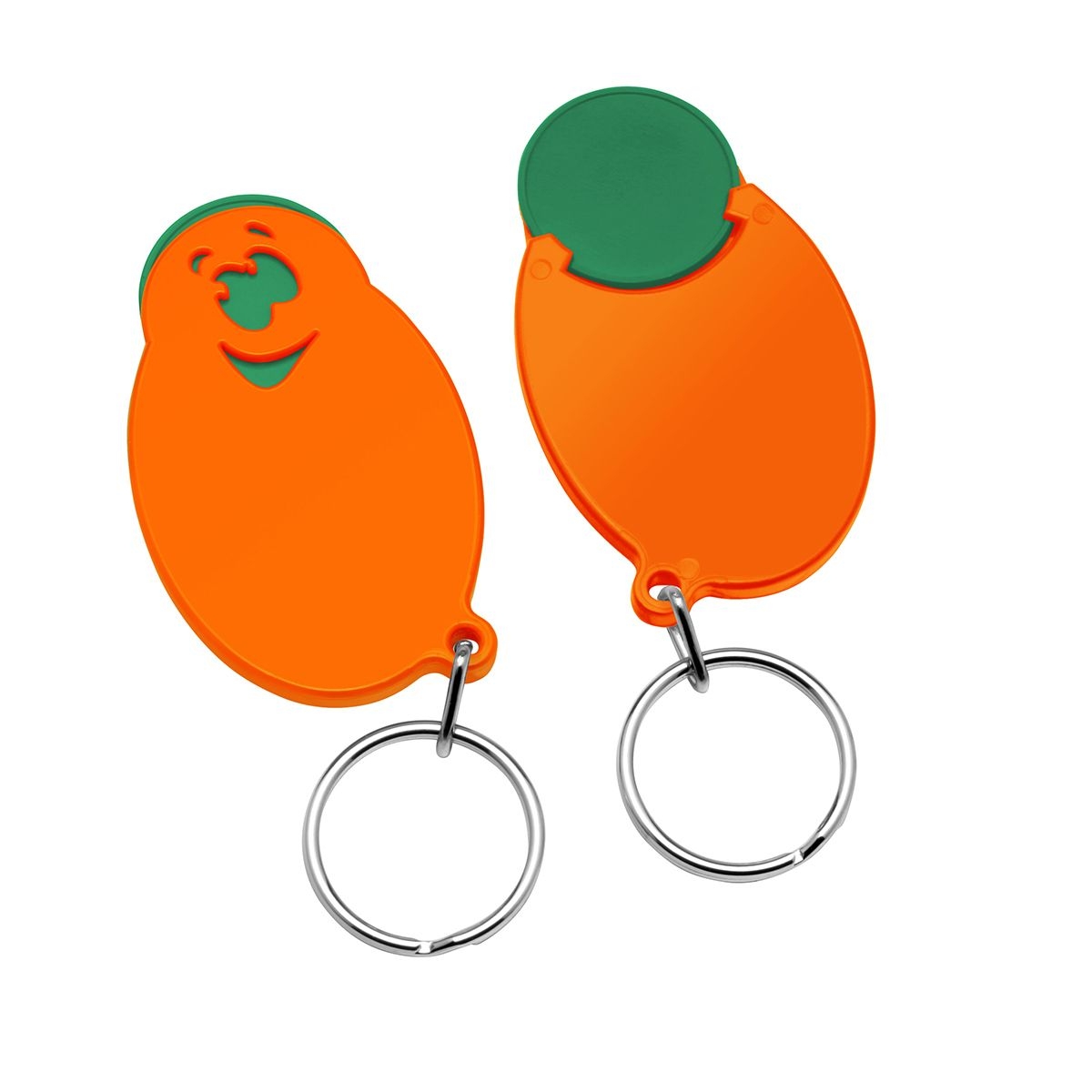 HE7855R-2-5Chiphalter mit 1€-Chip _Gesicht_ gruen_ orange
