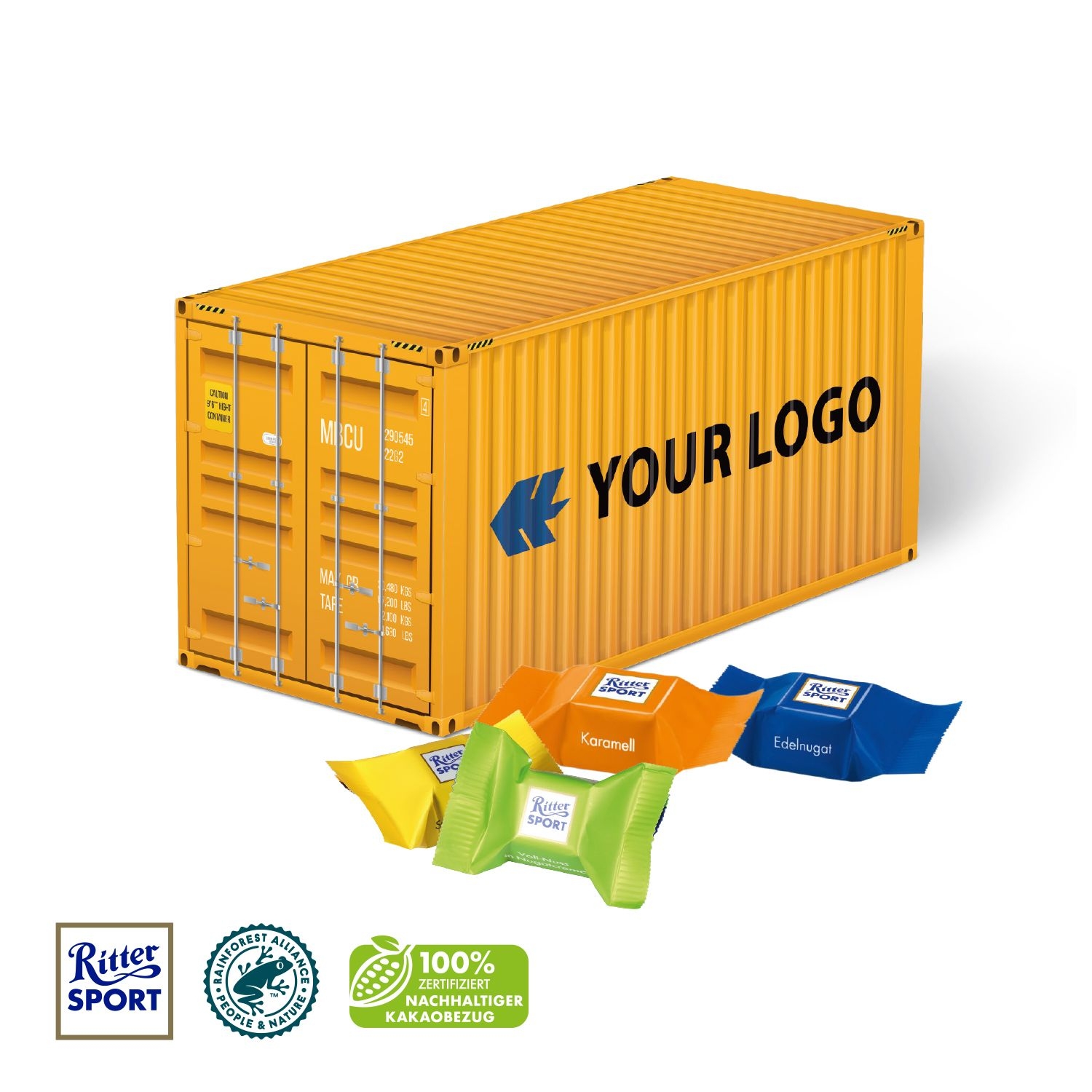 CD91685-013D Praesent _Container_ mit Ritter SPORT Schokowuerfel_ Ritter Sport Schokowuerfel