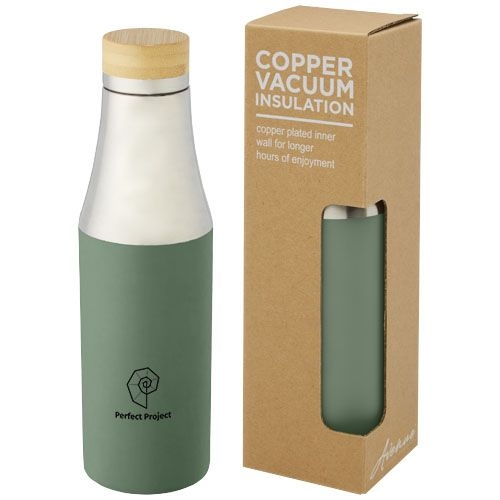 PF100667-3Hulan 540 ml Kupfer-Vakuum Isolierflasche mit Bambusdeckel_ heather gruen
