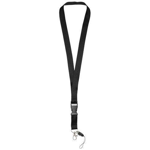 Sagan Lanyard mit abnehmbarer Schnalle und Handyband, schwarz