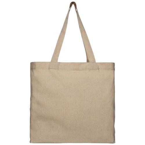 PF120537-4Pheebs 210 g_m² recycelte Tragetasche mit Seitenfalten 13L_ heather natur