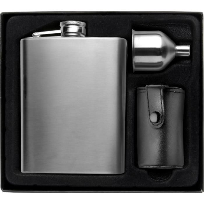 GI2807-32Flachmann Set aus Edelstahl Brittany_ Silber