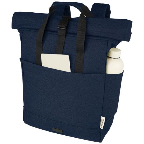 PF120678-1Joey 15_ GRS Rolltop Laptoprucksack aus recyceltem Canvas 15 L_ navy