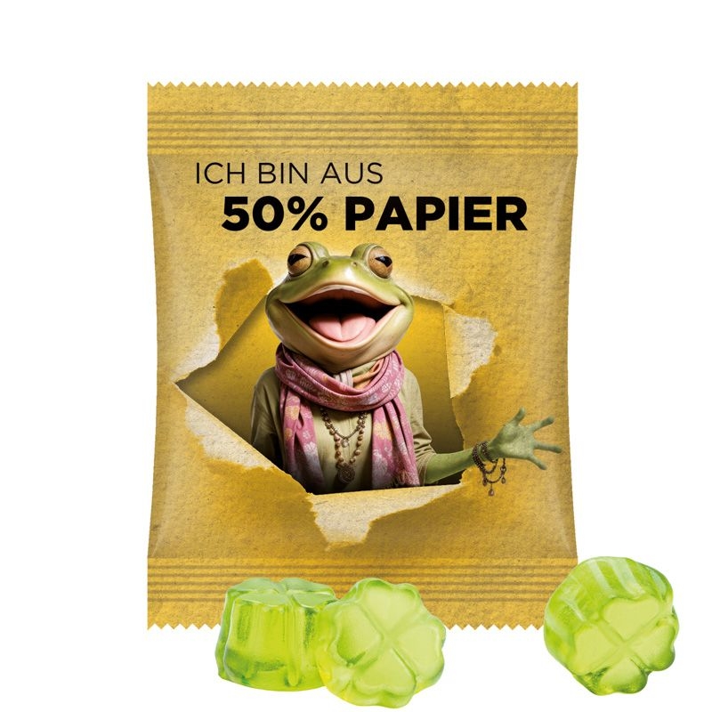 JG17062-11Minituete 15g_ Fruchtgummi Standardformen_ Kleeblatt_ weisse Folie
