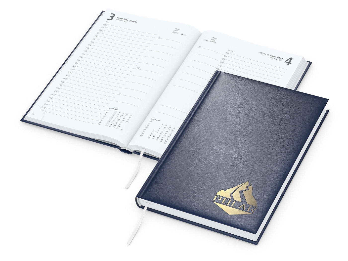 GE0061-DUGTageskalender Advance_ dunkelblau_ Goldpraegung