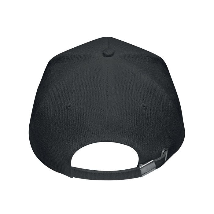 MO6176-03Naima Cap Hanf Baseball Kappe 5 Panele_ Schwarz